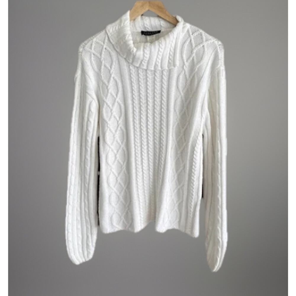 Vintage Forever Creative Chunky Cable Knit Sweater White Coastal Grandma Size XL